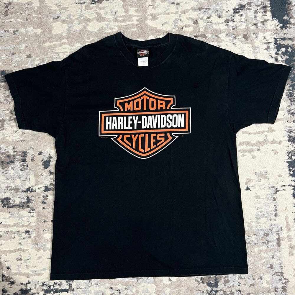Vintage Y2K 2001 Harley Davidson Motorcyles Big Badge T-Shirt Sz XL Indianapolis